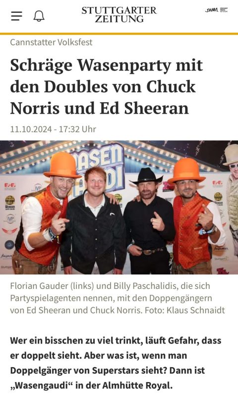 Offizieller Chuck Norris Double wird gebucht für das Cannstatter Volksfest